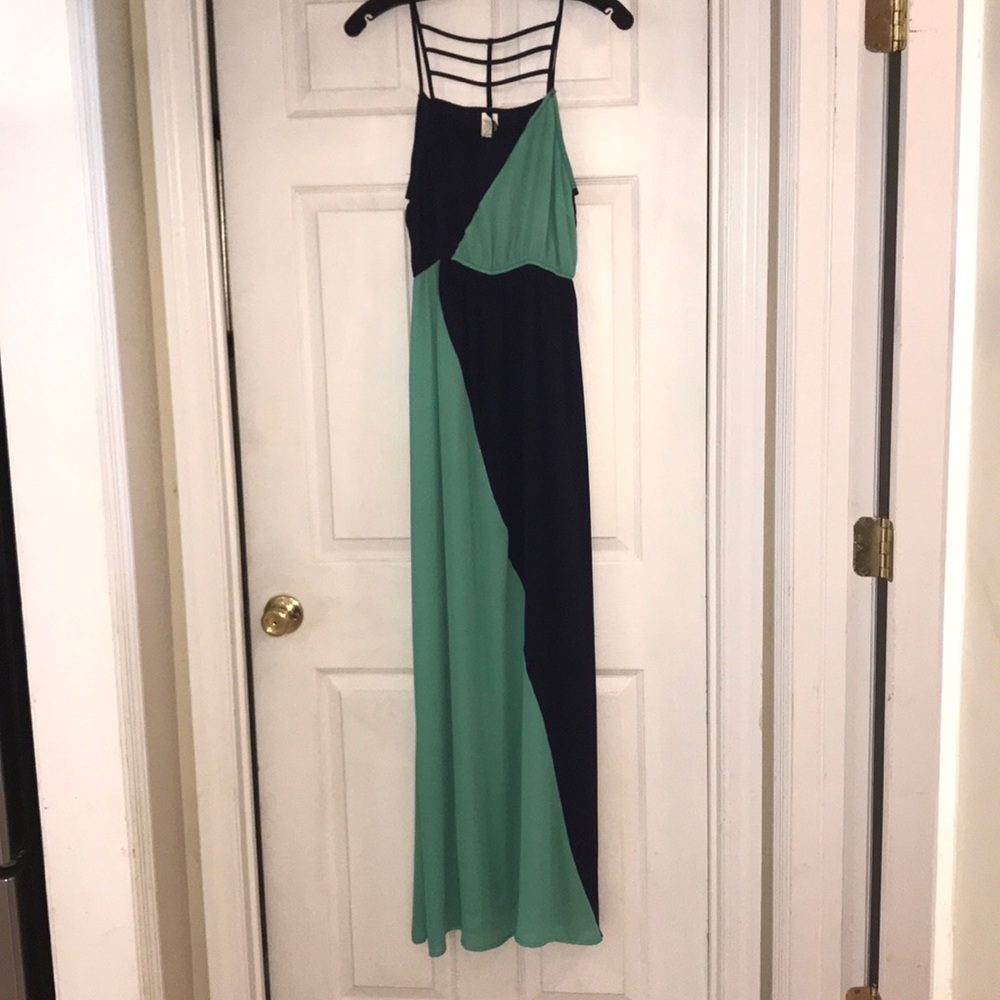 Navy/turquoise maxi dress